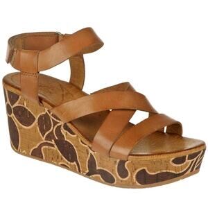 Anthro Naya 'Nalani' Women's 8 Tan Leather Wedge Sandal Strappy Platform